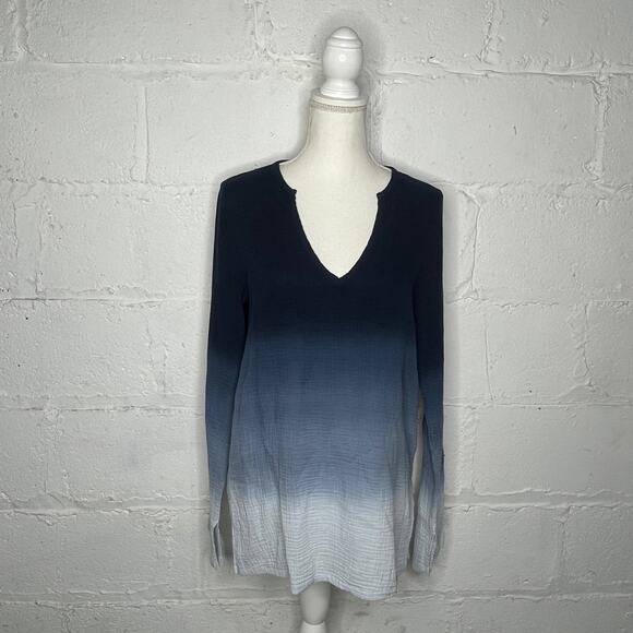 SOL Angeles X Anthropologie Women's  Cotton Tie Dye Ombre V-Neck Tunic Top XS - Picture 1 of 7